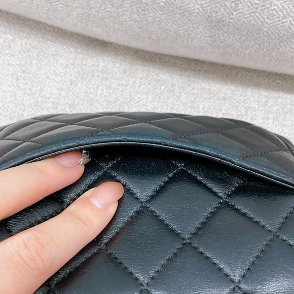 90% NEW CHANEL BLACK LAMB LEATHER SQUARE BAG - Picture 9 of 16